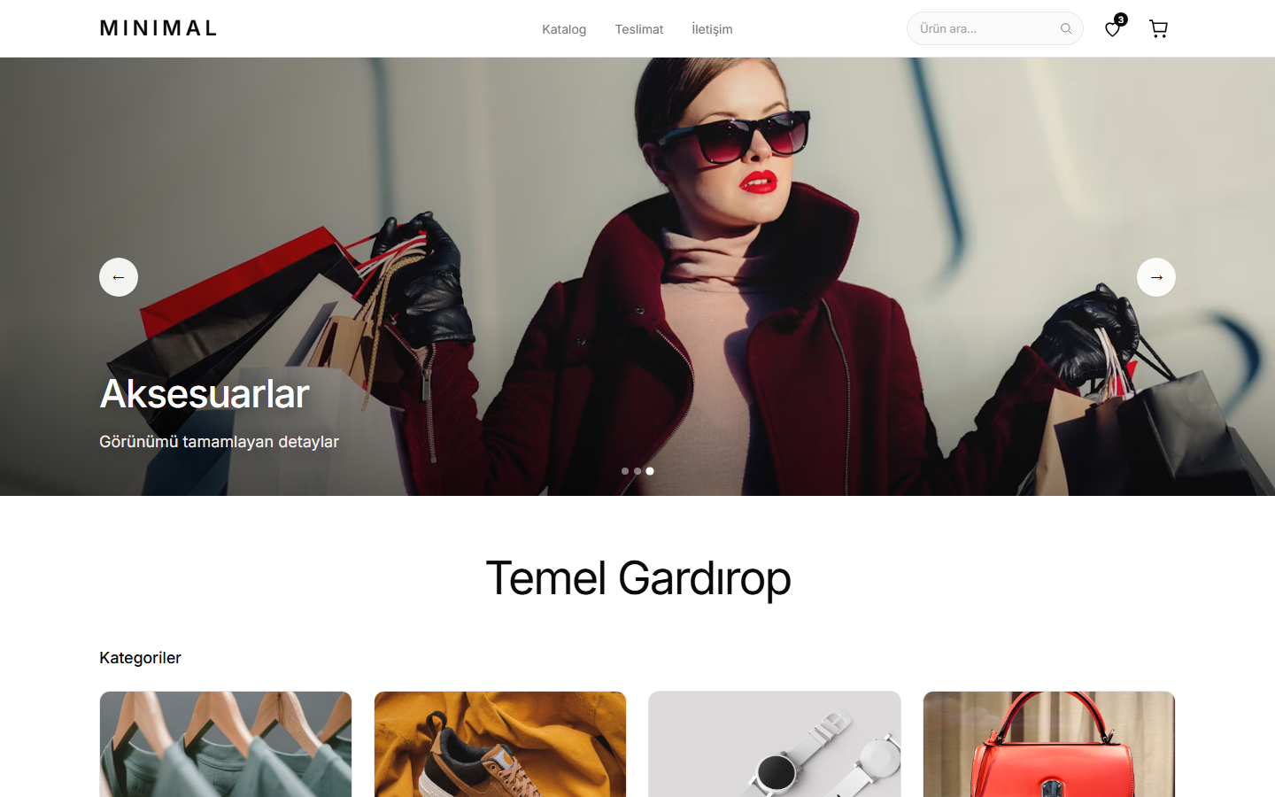 MINIMAL — çok sayfalı e-ticaret